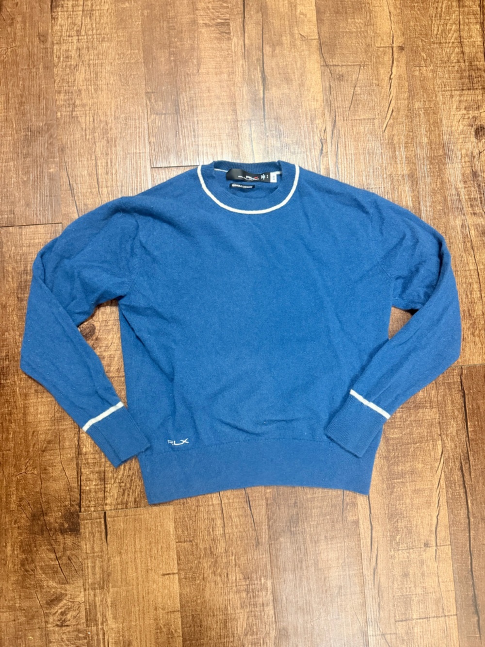 RLX Ralph Lauren Blue Cashmere Blend Crewneck Sweater • Golf Pullover • Small